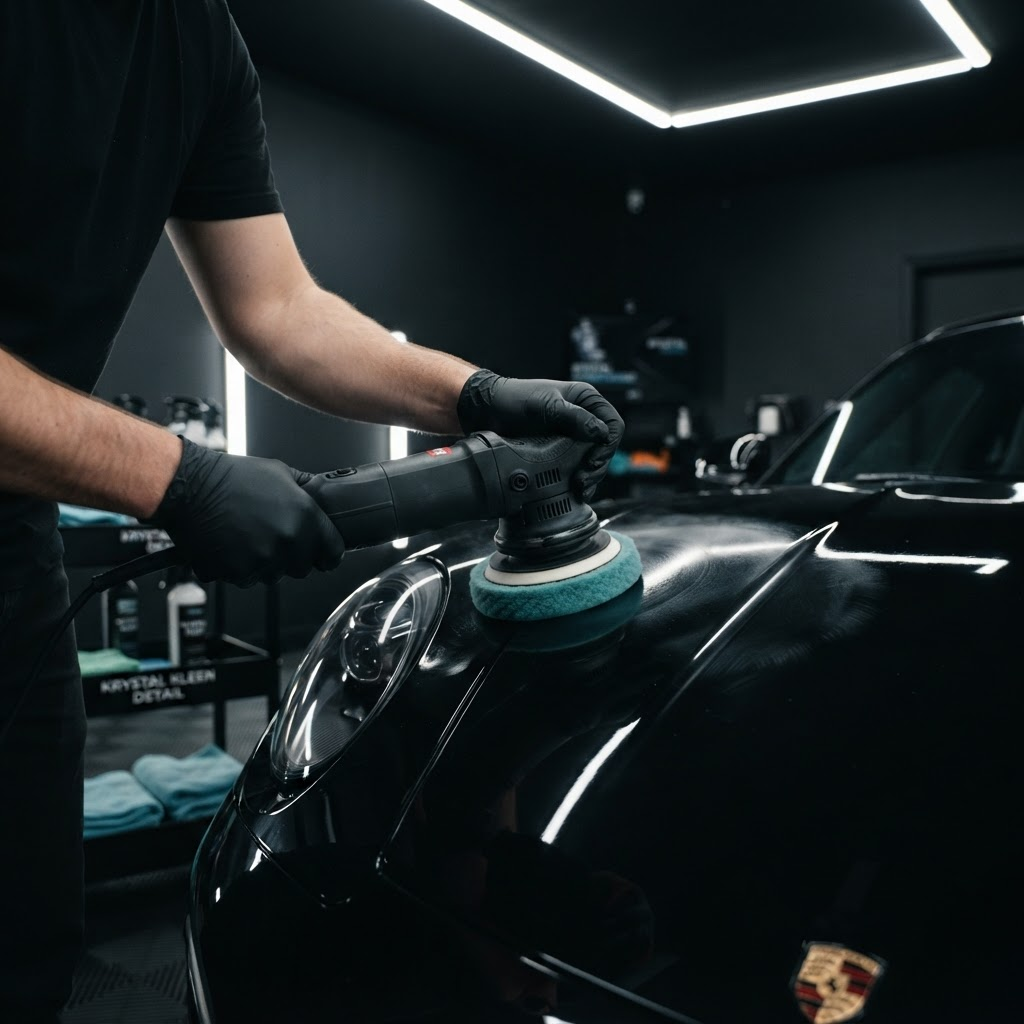 Profesionální strojní leštění laku automobilu – ilustrační fotografie